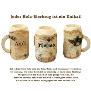 Der Personalisierte Bierkrug aus Holz ist ein echts Unikat