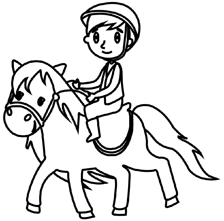 Pferd mit Reiter Ausmalbild für Kinder