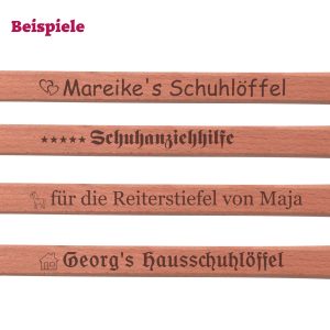 Schuhlöffel graviert Beispiele