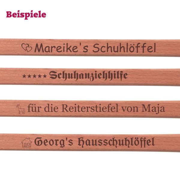 Schuhlöffel graviert Beispiele