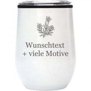 Trinkbecher mit Gravur weiß