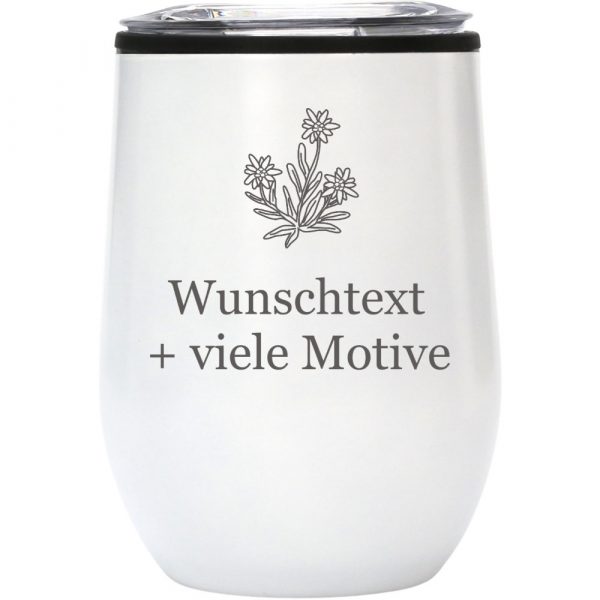Trinkbecher mit Gravur weiß